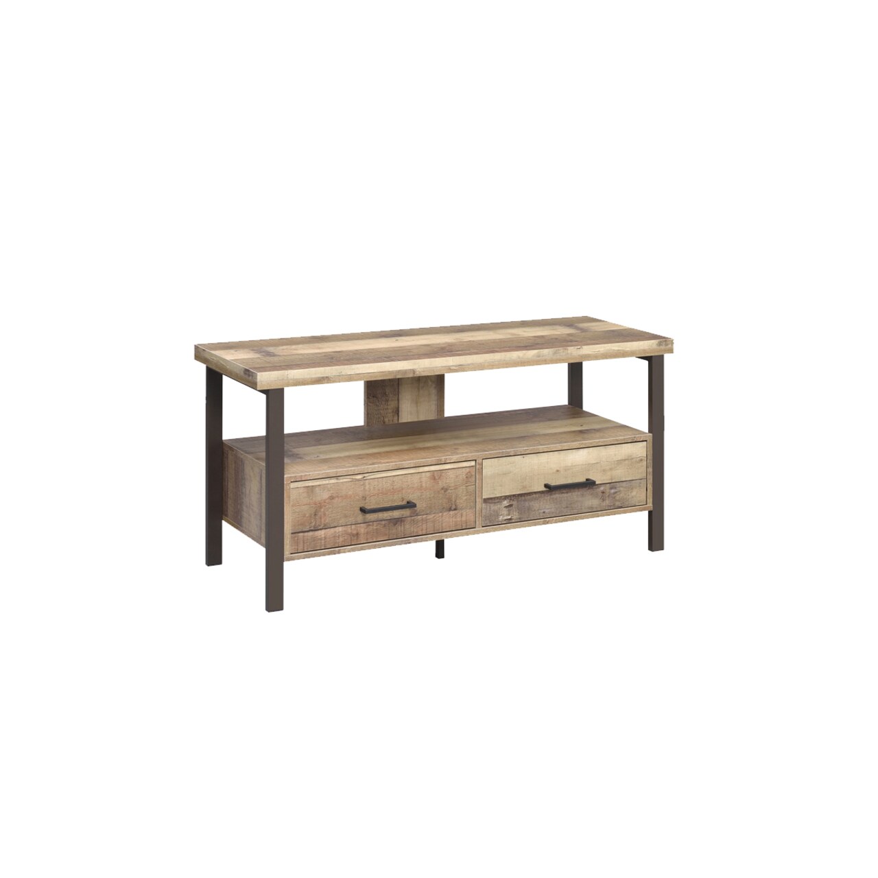 Saltoro Sherpi 48 Inch Wooden TV Console with 2 Storage Drawers and Open Shelf, Brown-